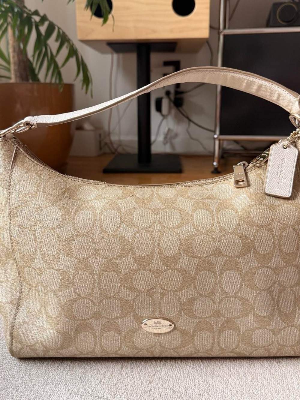 Y2K Coach C Monogram East West Celeste Signature Jacquard Shoulder City Hobo Bag